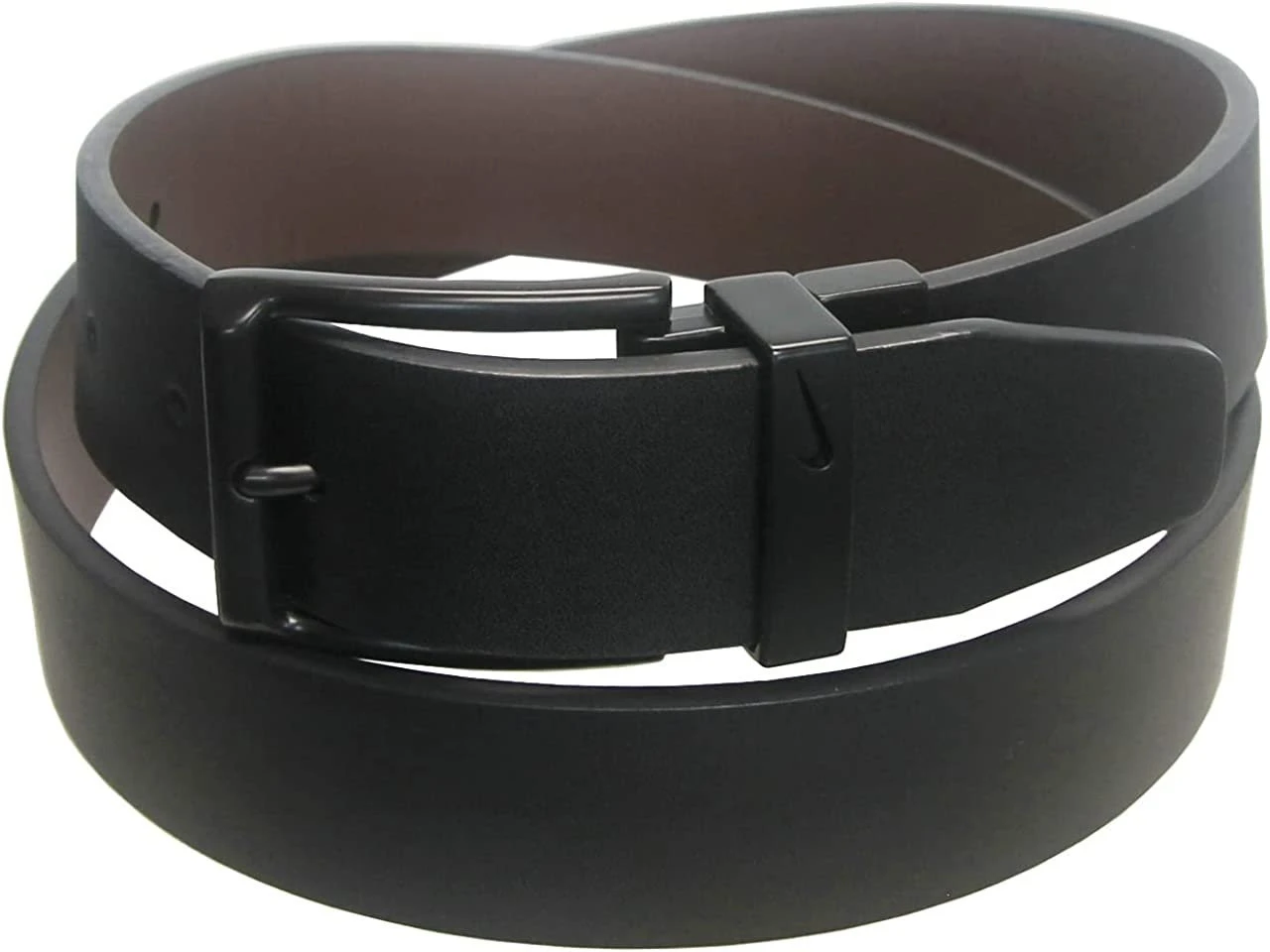 Nike Golf Black Buckle Loop Cutout Reversible Leather Belt - Black/Brown 2 Nike Golf Black Buckle Loop Cutout Reversible Leather Belt - Black/Brown - Image 2